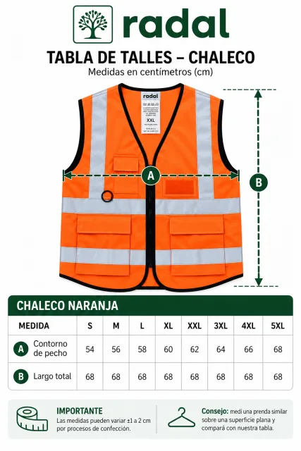 Chaleco Reflectivo Talle 3XL Naranja Fluor