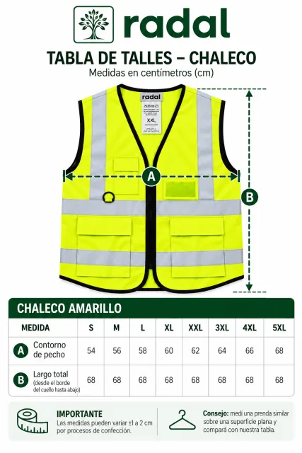 Chaleco Reflectivo Talle 4XL Amarillo Fluor