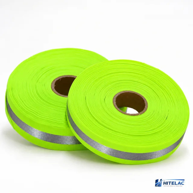Cintas reflectivas verde con gris 4 cm x 50 mts